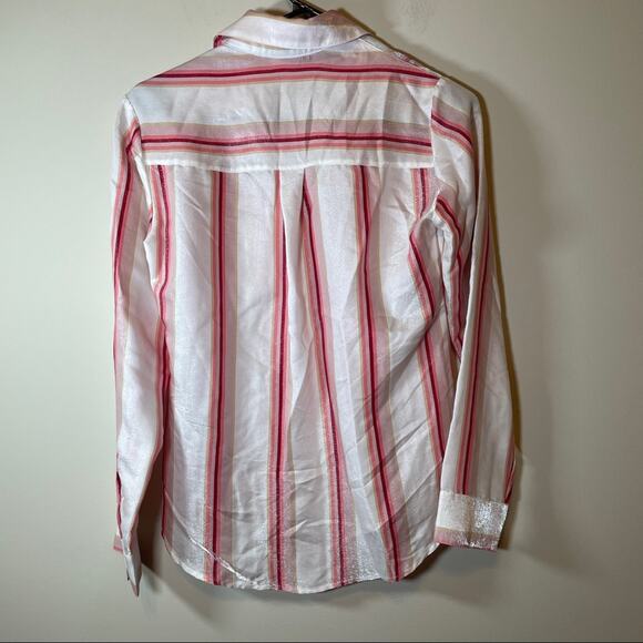 Express Pink & White Stripe Button Down Top Size XS - Picture 6 of 12